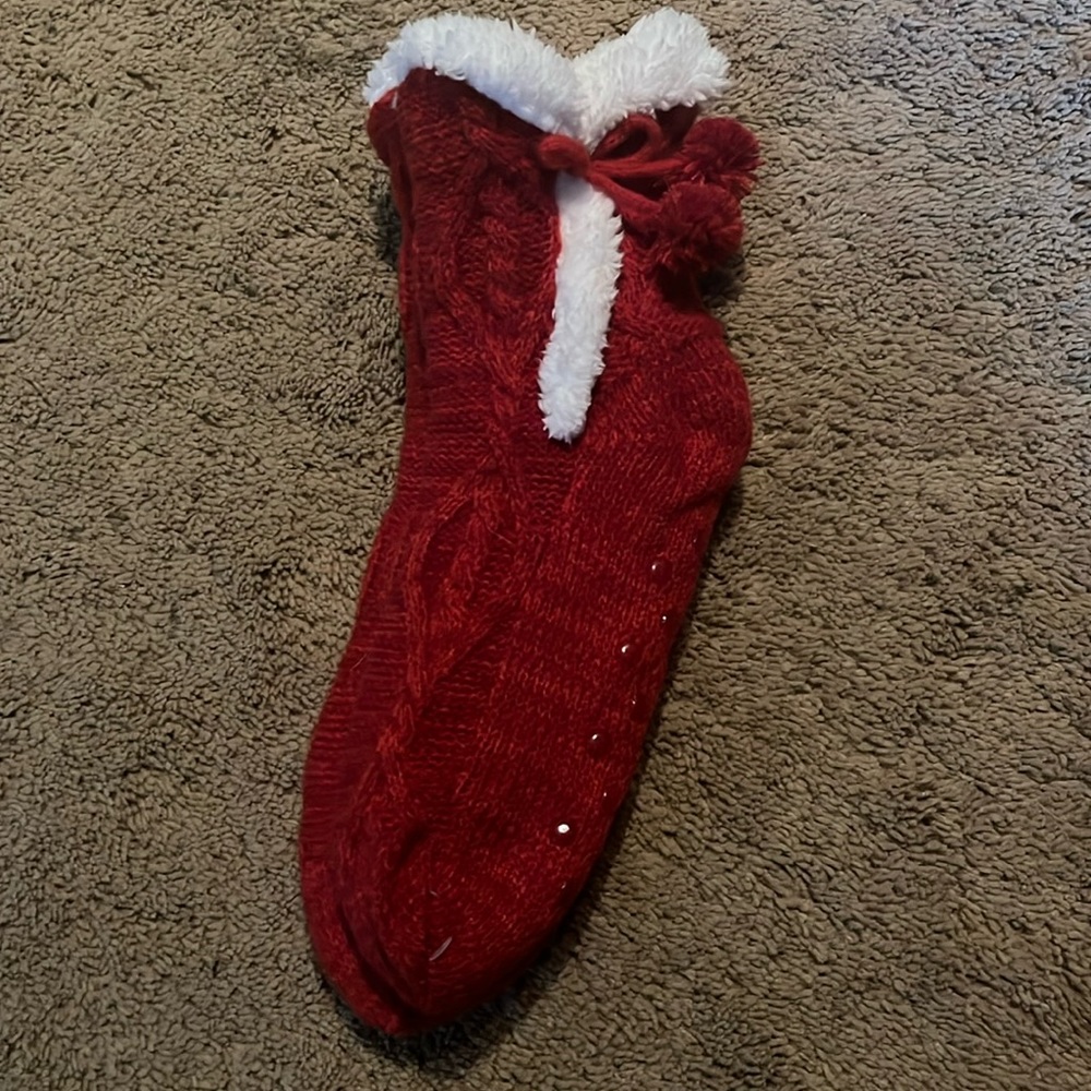 Red Fuzzy Christmas Socks